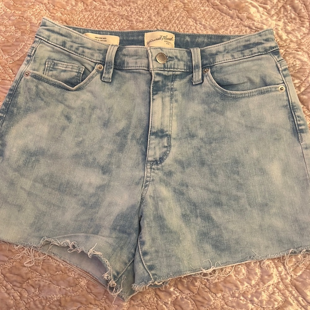 High Rise Midi Denim Shorts